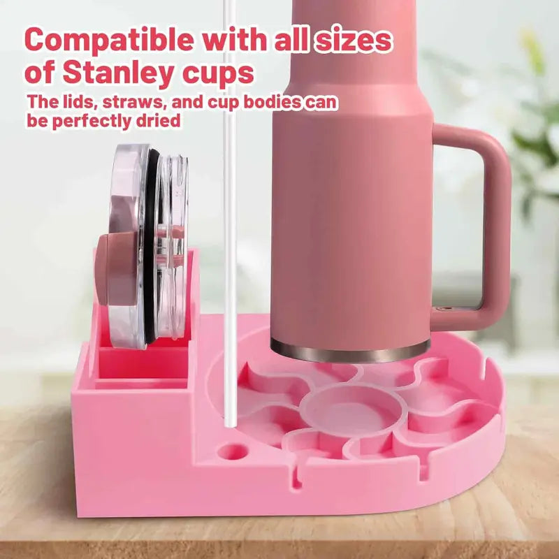 2In1 Silicone Tumbler Drying Rack with Lid and Straw Holder
