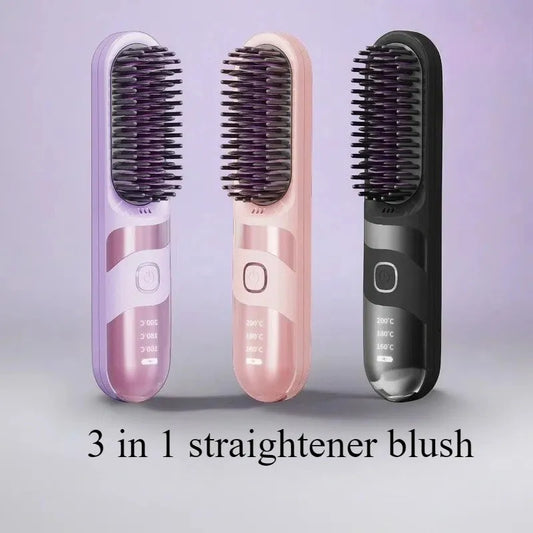 Portable Mini Electric Hair Straightener Brush