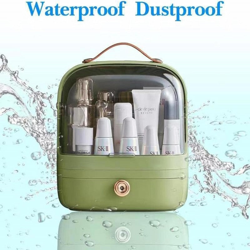 large-Capacity, Waterproof & Dustproof Makeup Organizer With Clear Lid & Drawer