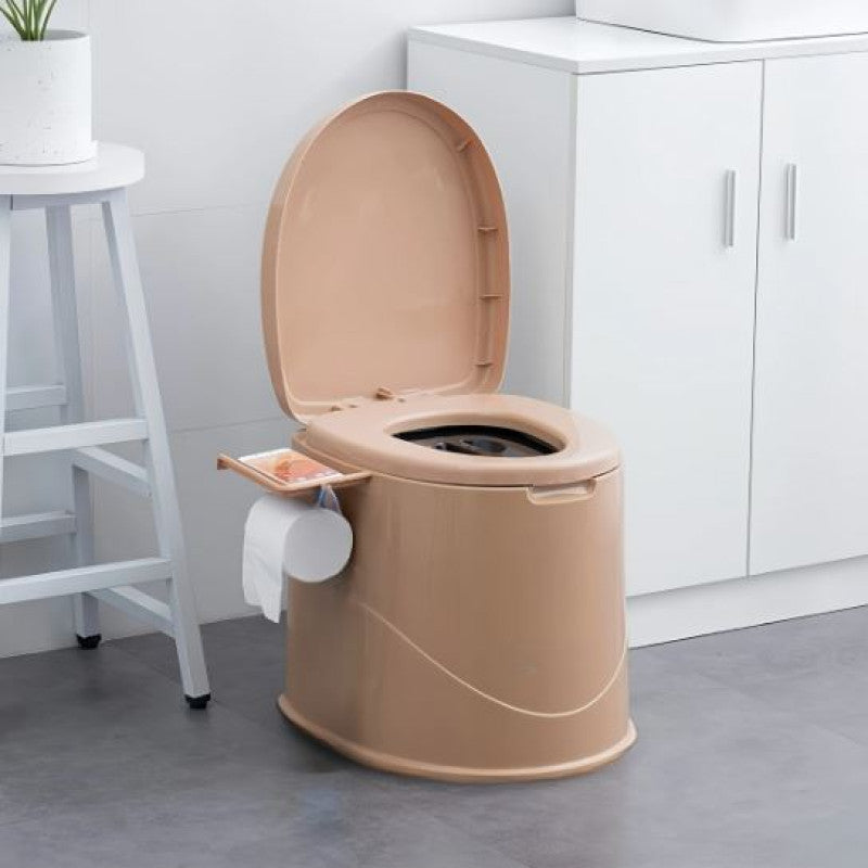 Portable Toilet with Lid with Paper Towel Holder, Travel Toilet Compact Bucket Seat