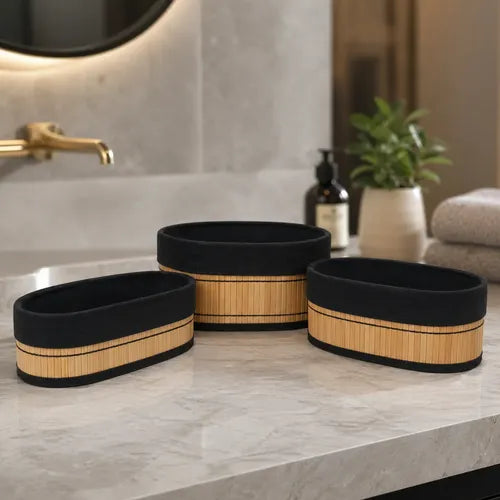 Bamboo vanity Storage Basket (3pcs Set)