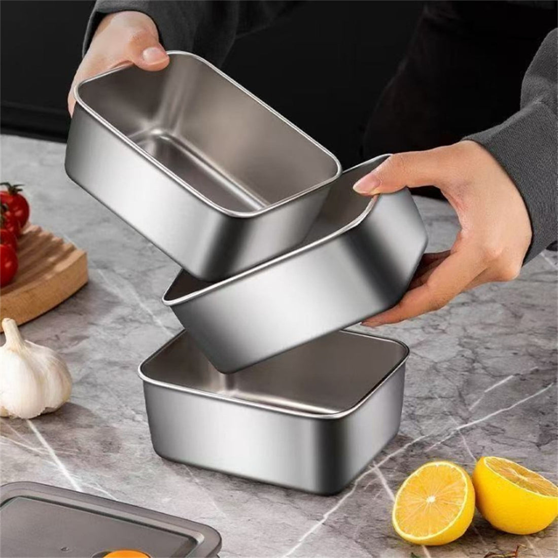 Stainless Steel Airtight Food Storage Container Set (Pack Of 3)