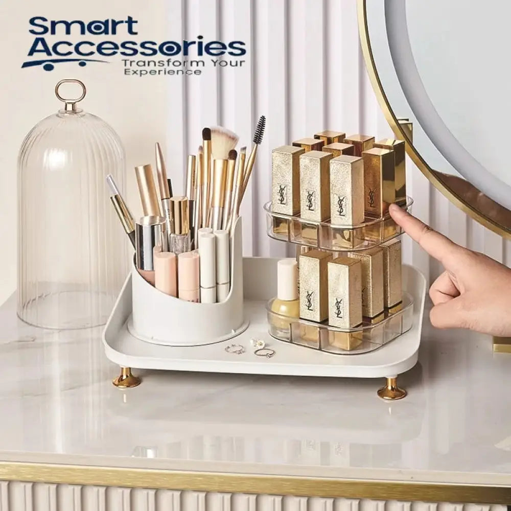 Rotating Cosmetic Brush And Lipstick Organizer
