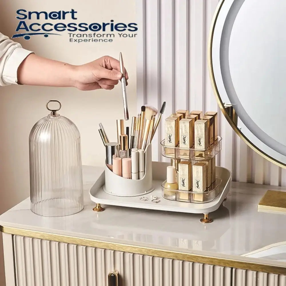 Rotating Cosmetic Brush And Lipstick Organizer