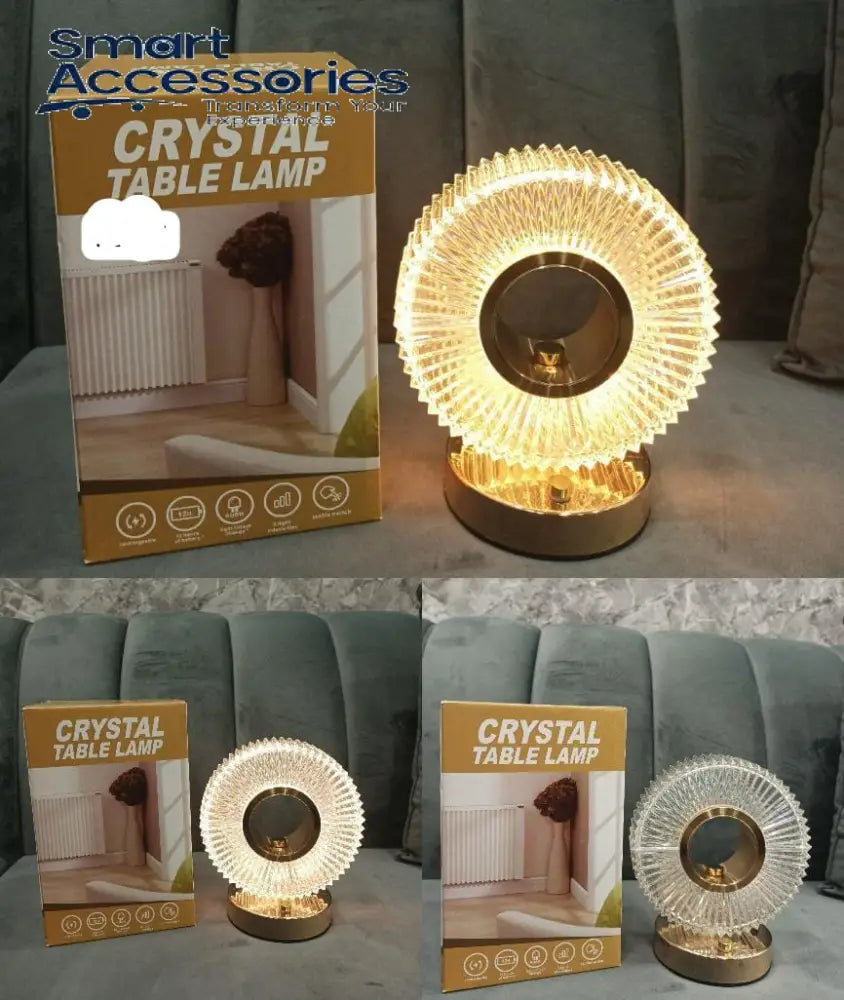 Round Touch Control Crystal Rechargeable Table Desk Lamp