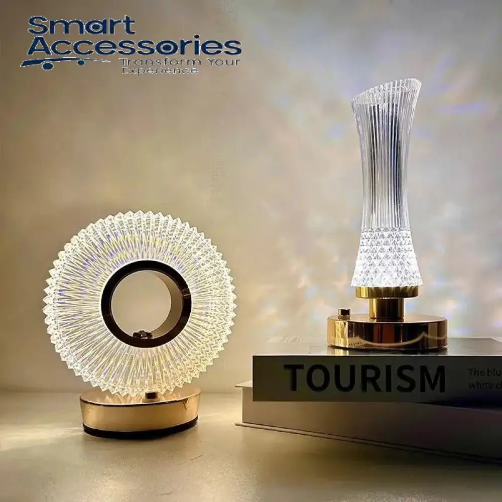 Round Touch Control Crystal Rechargeable Table Desk Lamp