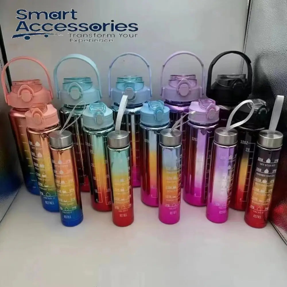 Set Of 3 Metallic Color Water Bottle