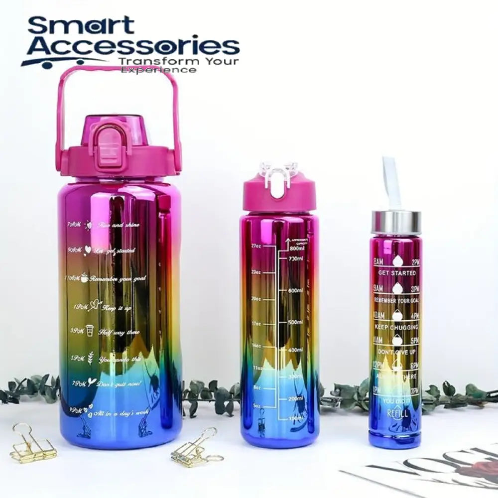 Set Of 3 Metallic Color Water Bottle