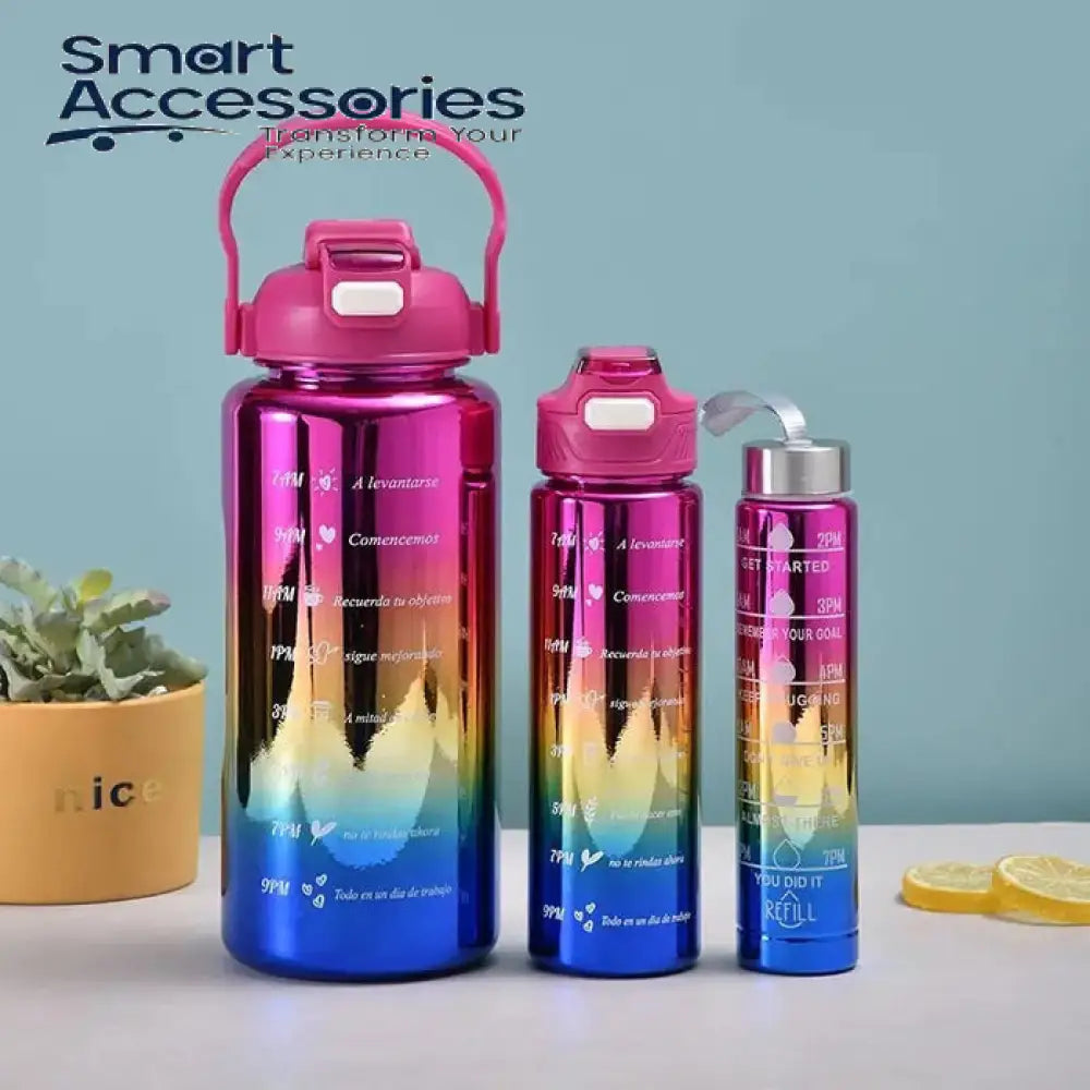 Set Of 3 Metallic Color Water Bottle