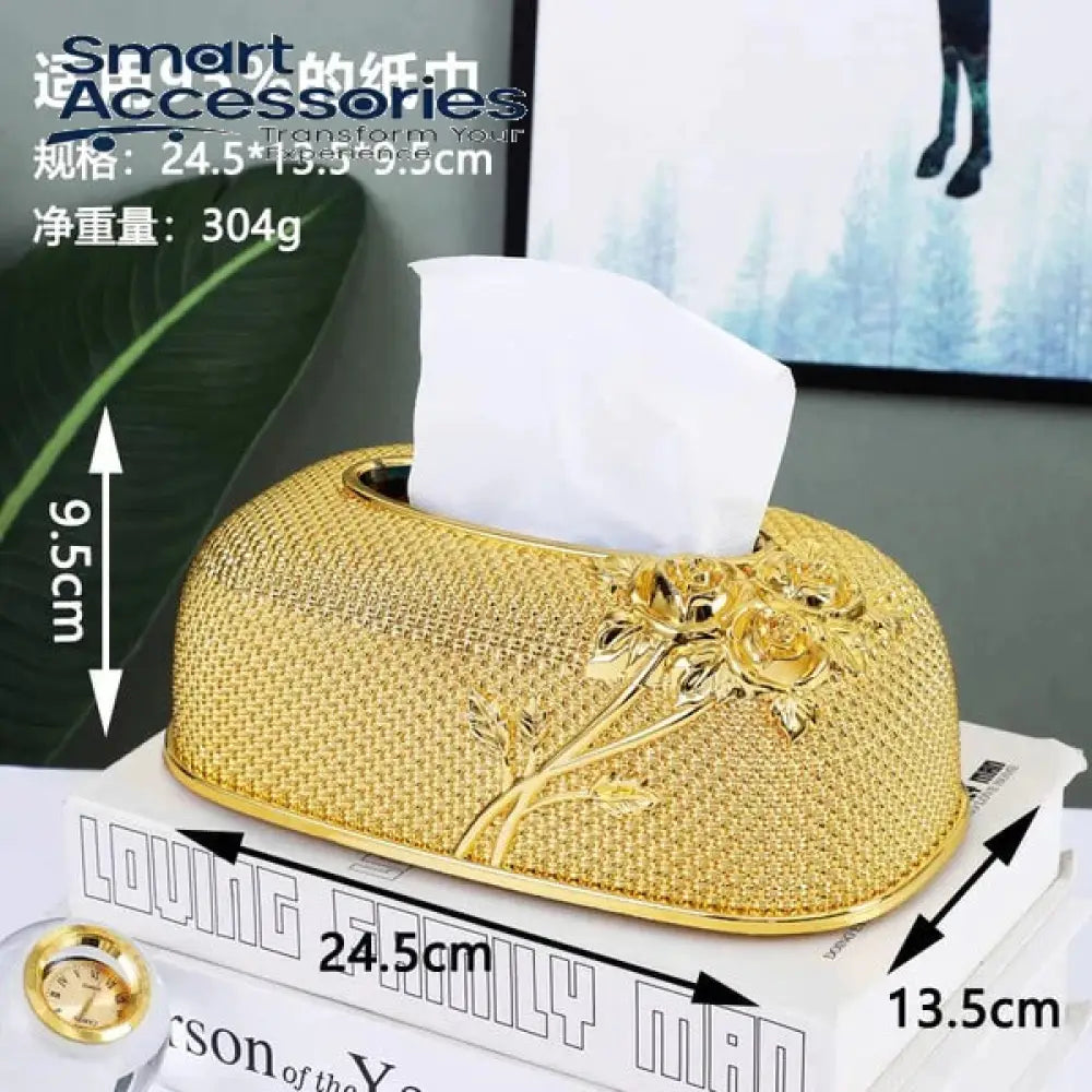 Tissue Box 3D Rose Carving Eco-Friendly Container