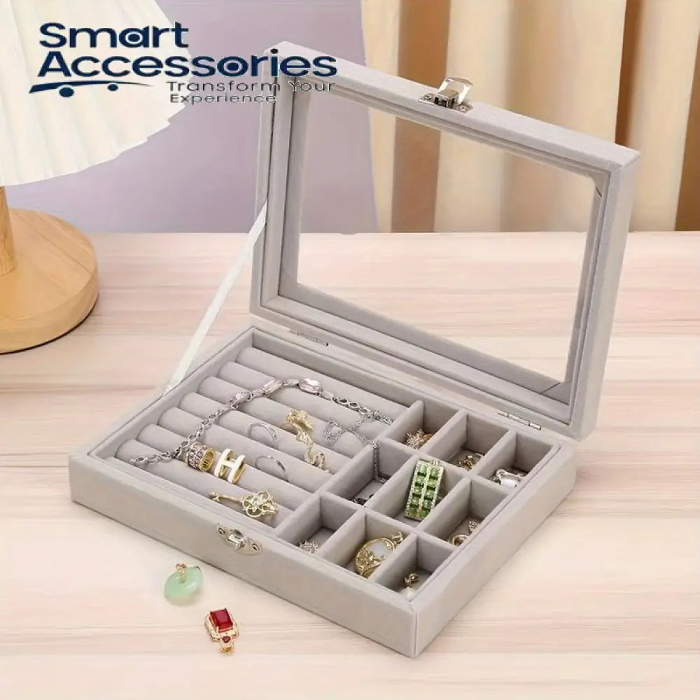 Velvet Rings & Earrings Organizer Storage Box