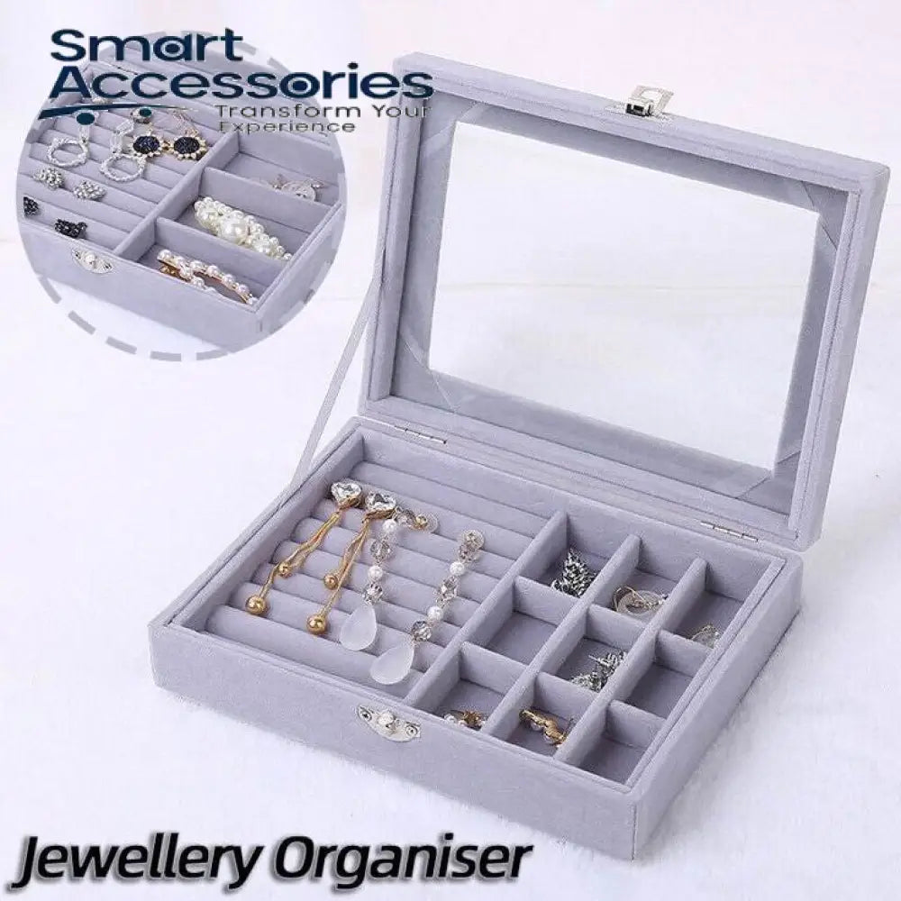 Velvet Rings & Earrings Organizer Storage Box