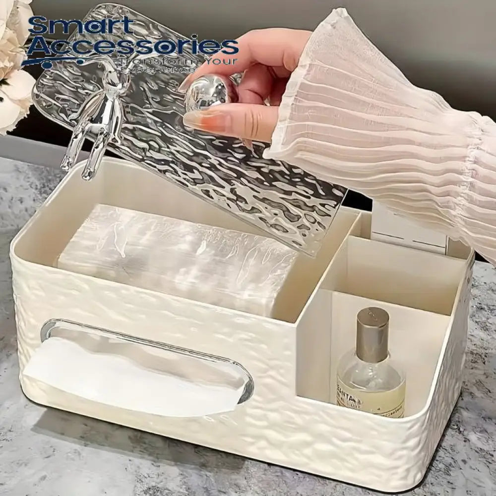 White Chic Water Wave Tissue Box