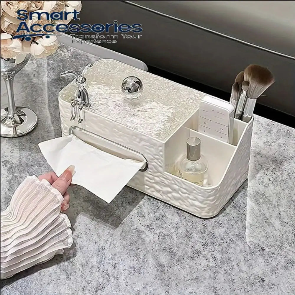 White Chic Water Wave Tissue Box
