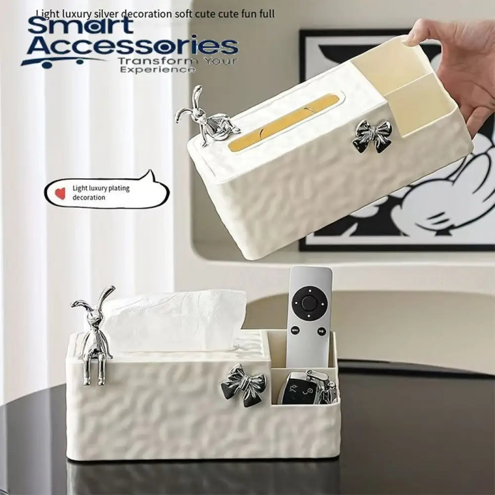 White Chic Water Wave Tissue Box