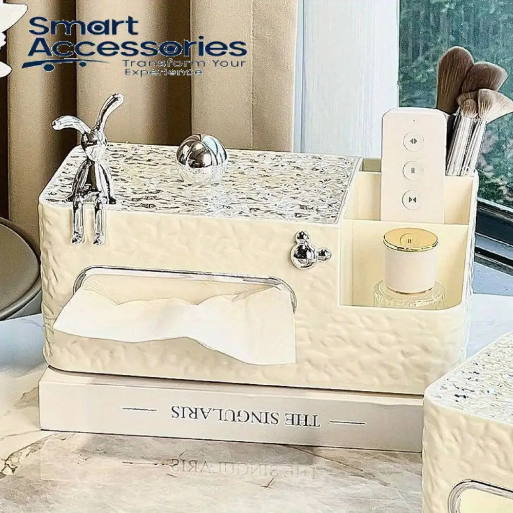 White Chic Water Wave Tissue Box